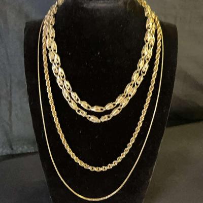 3 Layering Gold Toned Necklaces 