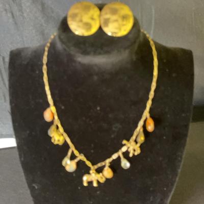 Elephants! Necklace and Earrings 