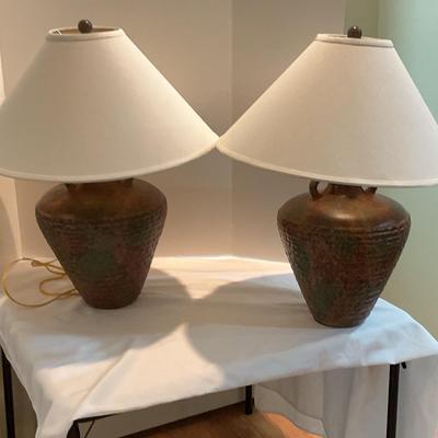 Pair Of Ceramic Urn Lamps 