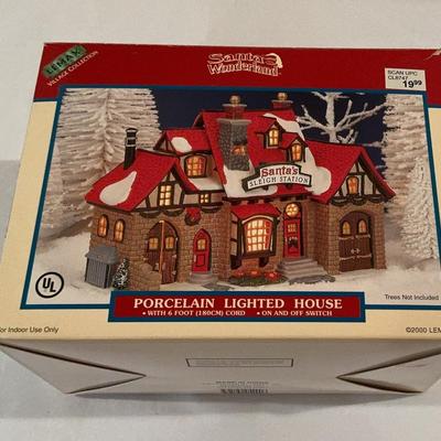 Santa Wonderland Porcelain Lighted House 