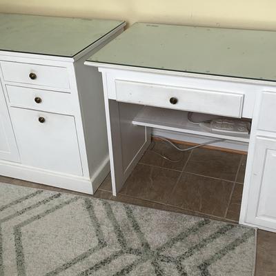 Solid Wood Desk And Office Storage With Glass Tops