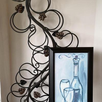 Scrolled Leaf Wine Rack & Picture 