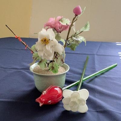 Lot Of Glass Flower Decor