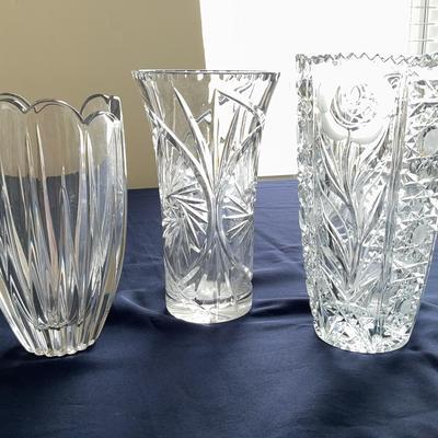 Lot Of 3 Crystal? Vases