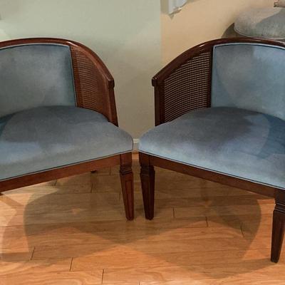 Pair Blue Velvet Chairs 