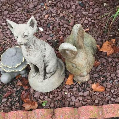 Concrete Garden Statues Rabbit Fox Turtle