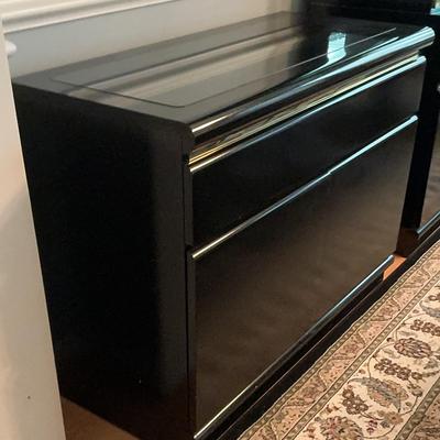 Mirror Top Black Lacquer Sideboard 