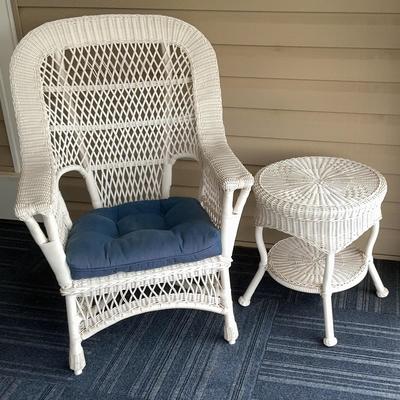 Wicker Style Chair & Side Table 