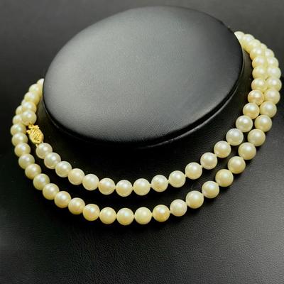 Opera Length 7mm Pearl Necklace With 14K Clasp