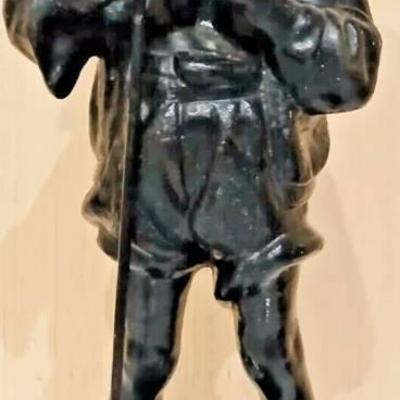 Vintage Cast Iron Sculpture "Fishing Boy", 14",  Made In USSR (russia), Kasli