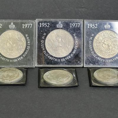 UK Royal Coins: Queen Elizabeth II Silver Jubilee Crowns & Prince Charles & Lady Diana Wedding 