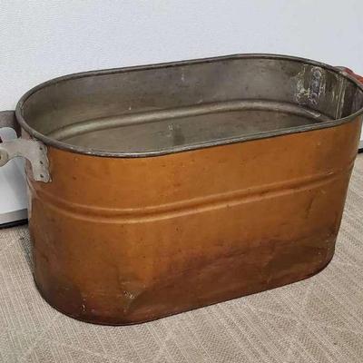 Vintage Copper Finish Wash Tub 20x13x12.5"