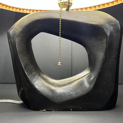 Mid Century Sculptural Black Ceramic Lamp 
