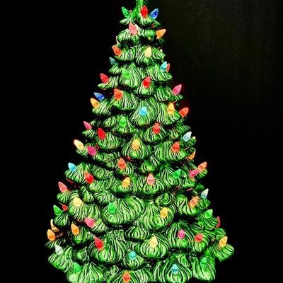 Vintage Lighted Ceramic Christmas Tree 20”h - Holland Mold 1977