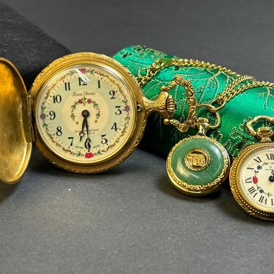 Vintage Ladies Watch Pendants & Pocket Watch - Helbros Jade, & Ever Swiss