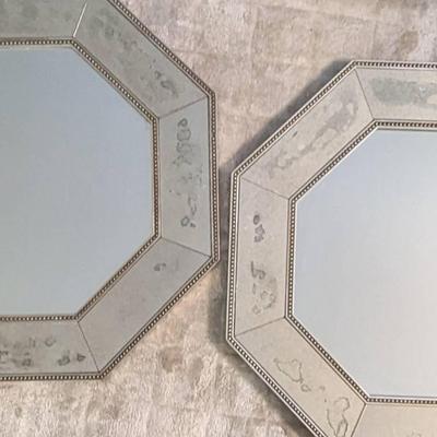 Octagonal Mirror Pair – 24x24", Beaded Trim, Gold & Silver Accents, MCS Industries