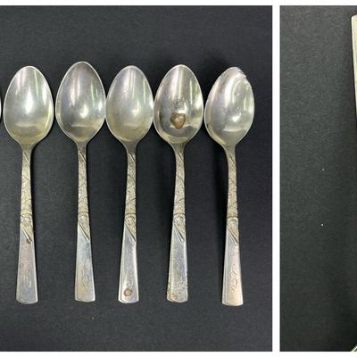 Stieff Sterling Silver Teaspoons, “Rose Motif” Pattern With Monogram