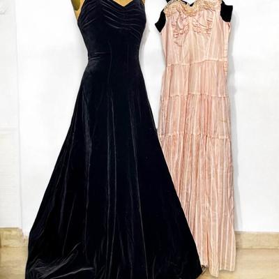 Vintage Velvet & Velvet Accented Formal Dresses - Size XS-S