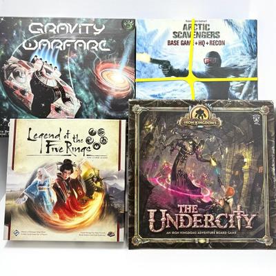 Board Games: The Undercity, Gravity Warfare, Legend Of The Five Rings, Arctic Scavengers