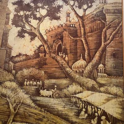 Signed Batik Landscape, Framed