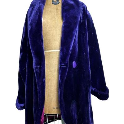 Donny Brook Vintage Purple Faux Fur Coat 