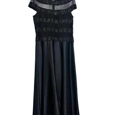 Tadashi Vintage Formal Dress with Beaded & Sheer Detailing- Size 16 