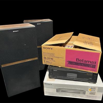Sony U460 3 Way Speakers, Sony HDTV Reciever, Betamax Video Cassette Recorder + 1 More