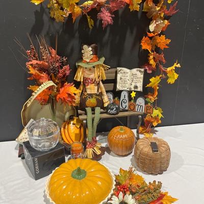Fall Delights! Gorham Trick Or Treat Pumpkin Jar, Mikasa Dish, Display Bench & More