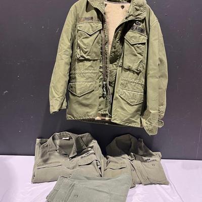 US Army Coat, Pants And Utility Shirts