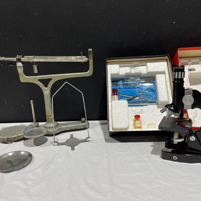 Vintage Fisher Scientific Scale And Holiday Microscope 