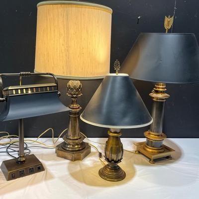Bronze Leaves Urn, Oil Burner + 1 Table Lamps + Desk Lamp