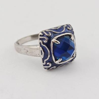 Sterling Silver Blue Glass Ring