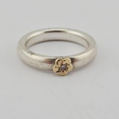 Sterling Silver And 18k Gold Diamond Ring
