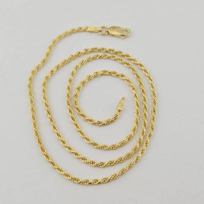 Sterling Silver Gold Vermeil Italian Rope Chain Necklace 