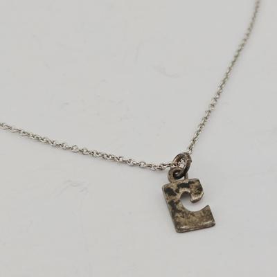 Sterling Silver Initial "C" Pendant Necklace 