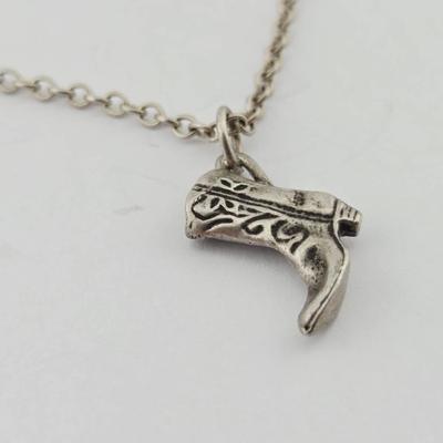 Sterling Silver Cowboy Boot Necklace 