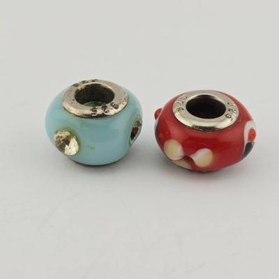Two Sterling Silver Glass Bead Charms