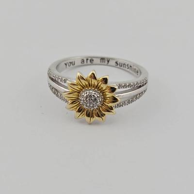 Sterling Silver Two Tone Sun Ring