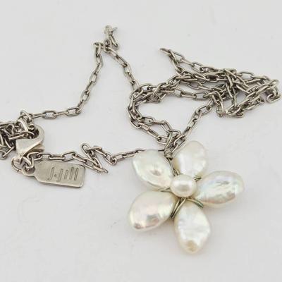 Sterling Silver Fresh Water Pearl Cluster Pendant 