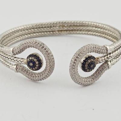 Sterling Silver Pave Cable Bracelet 