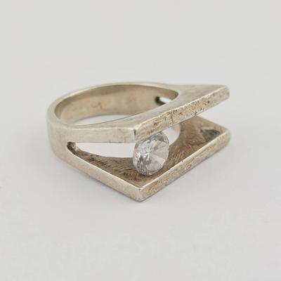 Sterling Silver Modernist Cz Ring