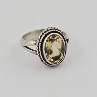 3 Carat Citrine Sterling Silver Ring 
