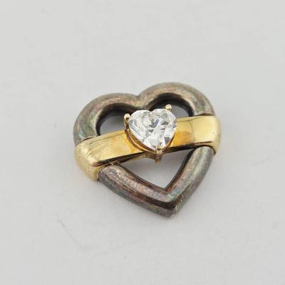 Sterling Silver 14k Gold Heart Pendant 