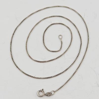 Sterling Silver Fine Box Link Necklace 