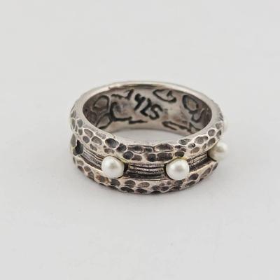 Sterling Silver Pearl & Heart Band Ring