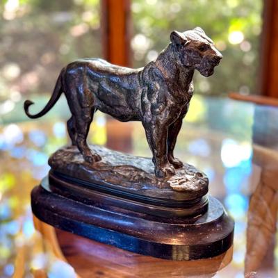 ORIGINAL Antoine-Louis Barye Bronze Lioness Sculpture on Solid Stone Base.  
This is an original bronze sculpture by Antoine-Louis Barye...