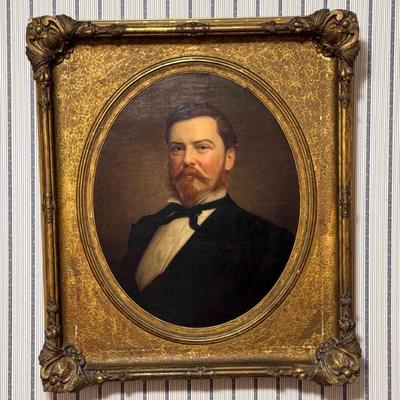 Original portrait painting from 1800's with gorgeous gold frame. 32" x 36"