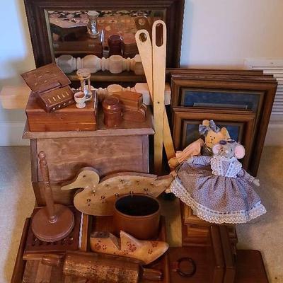 Wooden Decor Collection with Mirror and Bread Box