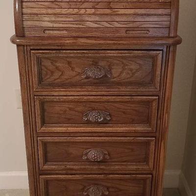 Dixie Tall Wooden Chest with Roll-Top