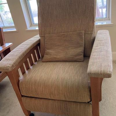 Reclining Upholstered Wooden Chair On Wheels